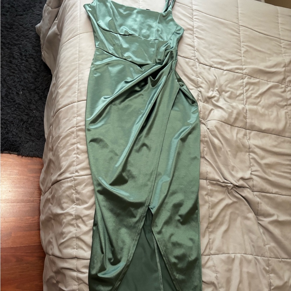 Elegant Green Satin Dress